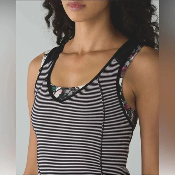 Lululemon Super Sport Tank Mini Pop Stripe Black Mink Berry Sz 6 - Picture 5 of 13